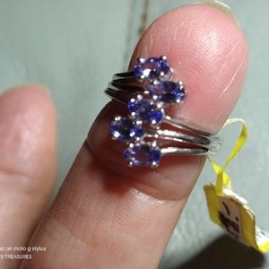 NWT- TANZANITE CLUSTER RING/STERLING. STERLING SILVER. SIZE- 5